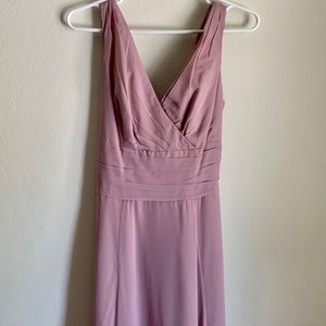 David’s Bridal Surplice Tank Long Chiffon Bridesmaid Dress in Soft Mauve Quartz